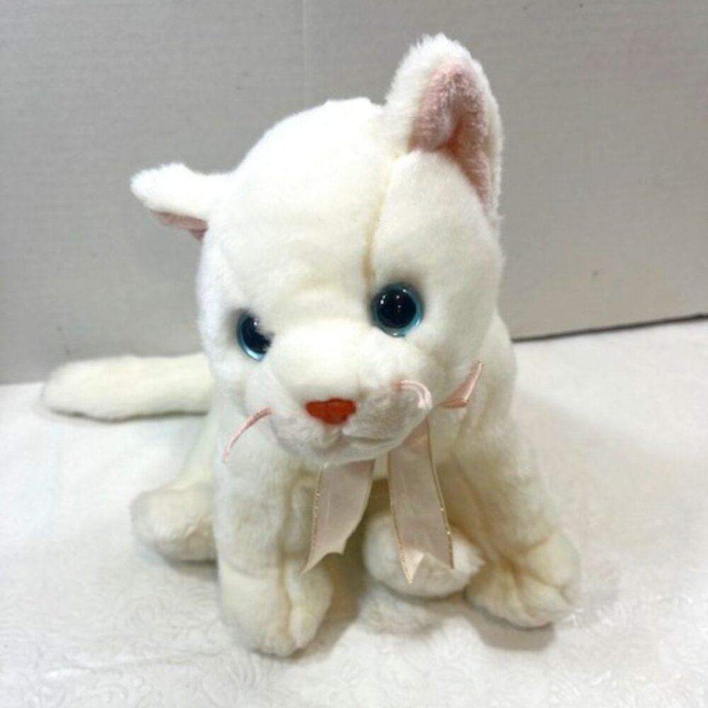 Ty The Beanie Buddy Collection White Cat Blue Eyes Long Tail 1999 Plush Toy